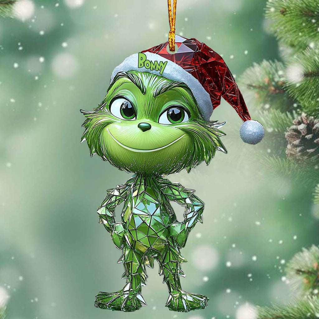 Personalized Geometric Green Grinch Ornament for Christmas Ornament GradoCreations