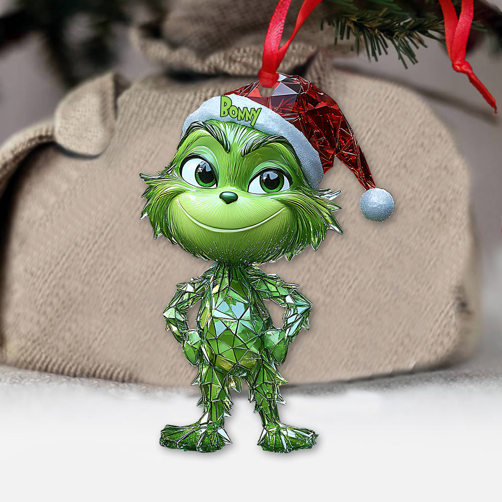 Personalized Geometric Green Grinch Ornament for Christmas Ornament GradoCreations