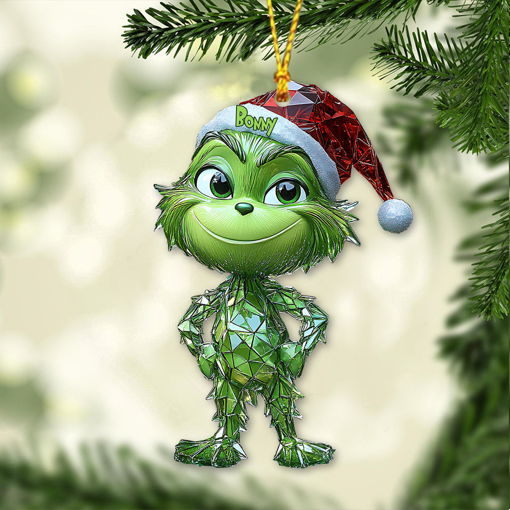 Personalized Geometric Green Grinch Ornament for Christmas Ornament GradoCreations