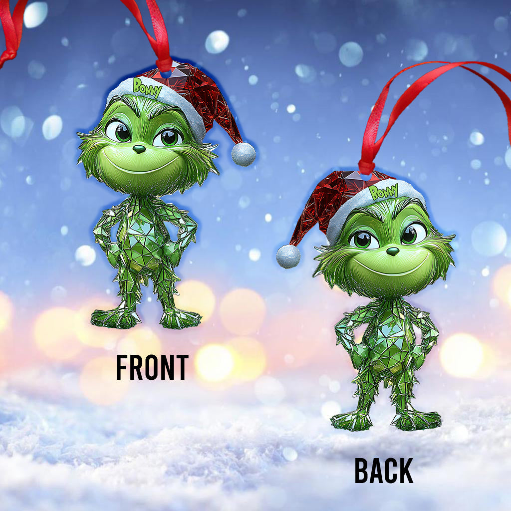 Personalized Geometric Green Grinch Ornament for Christmas Ornament GradoCreations