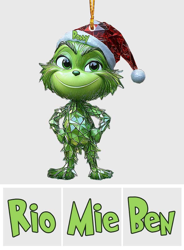 Personalized Geometric Green Grinch Ornament for Christmas Ornament GradoCreations