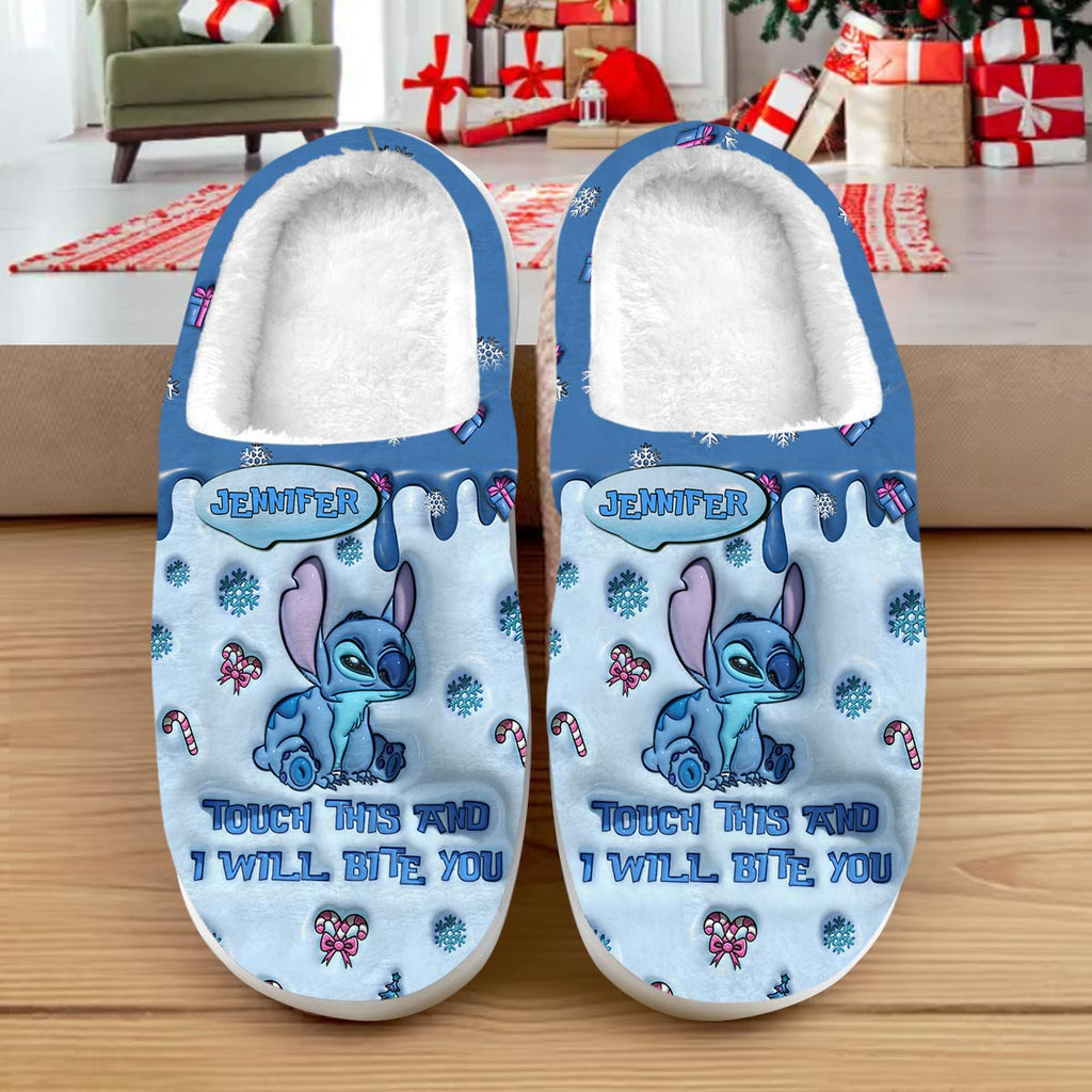 Personalized Ohana Slippers Touch This And I'll Bite You Gift Slippers GradoCreations
