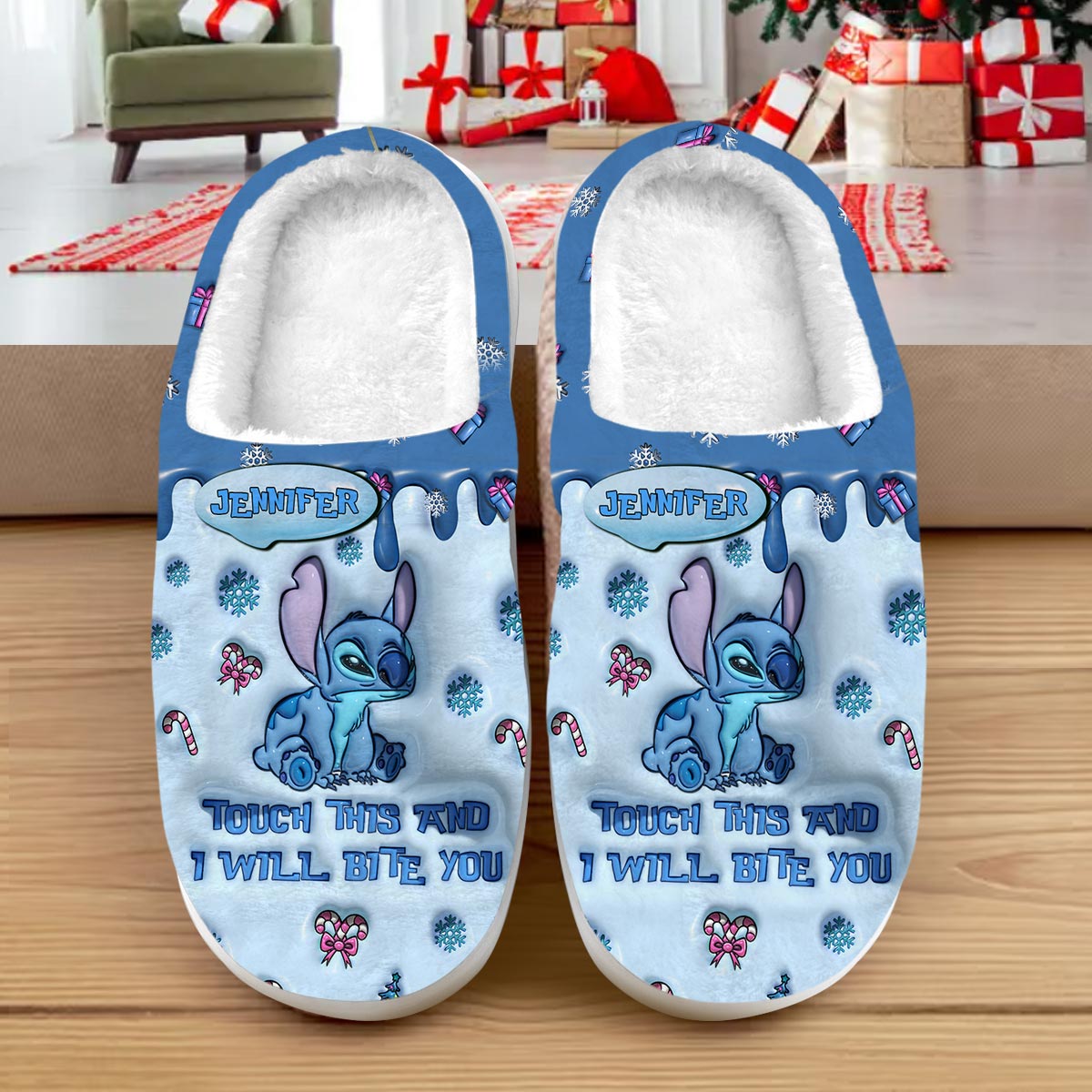Personalized Ohana Slippers Touch This And I'll Bite You Gift Slippers GradoCreations