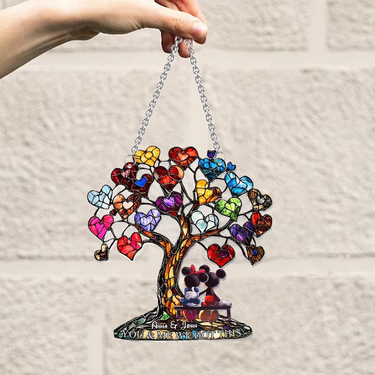 Personalized Window Hanging Suncatcher Ornament Unique Gift for Couples Window Hanging Suncatcher Ornament GradoCreations