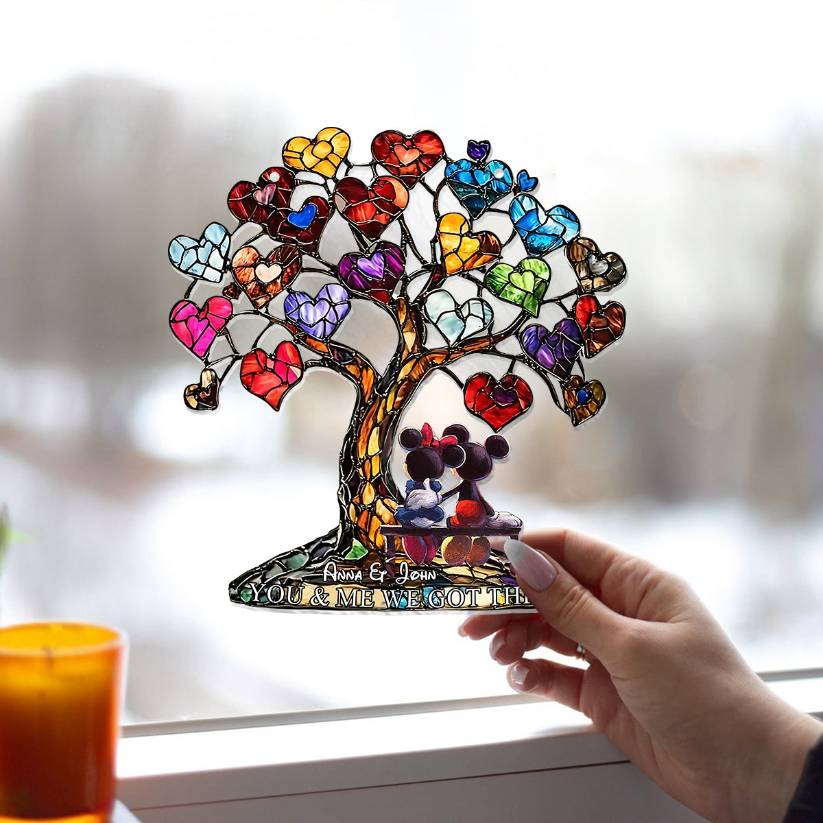 Personalized Window Hanging Suncatcher Ornament Unique Gift for Couples Window Hanging Suncatcher Ornament GradoCreations