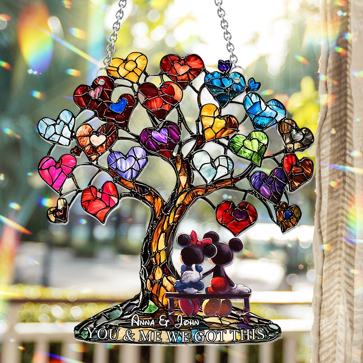 Personalized Window Hanging Suncatcher Ornament Unique Gift for Couples Window Hanging Suncatcher Ornament GradoCreations