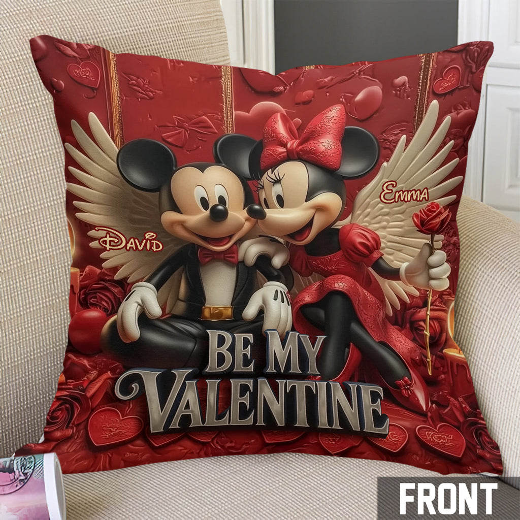 Personalized Valentine's Mouse Throw Pillow with Names Throw Pillow GradoCreations