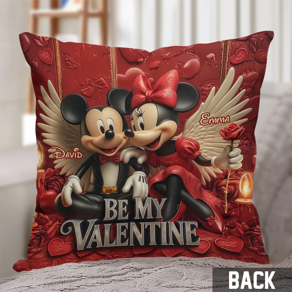 Personalized Valentine's Mouse Throw Pillow with Names Throw Pillow GradoCreations