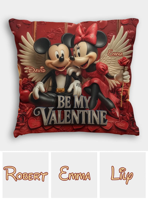 Personalized Valentine's Mouse Throw Pillow with Names Throw Pillow GradoCreations
