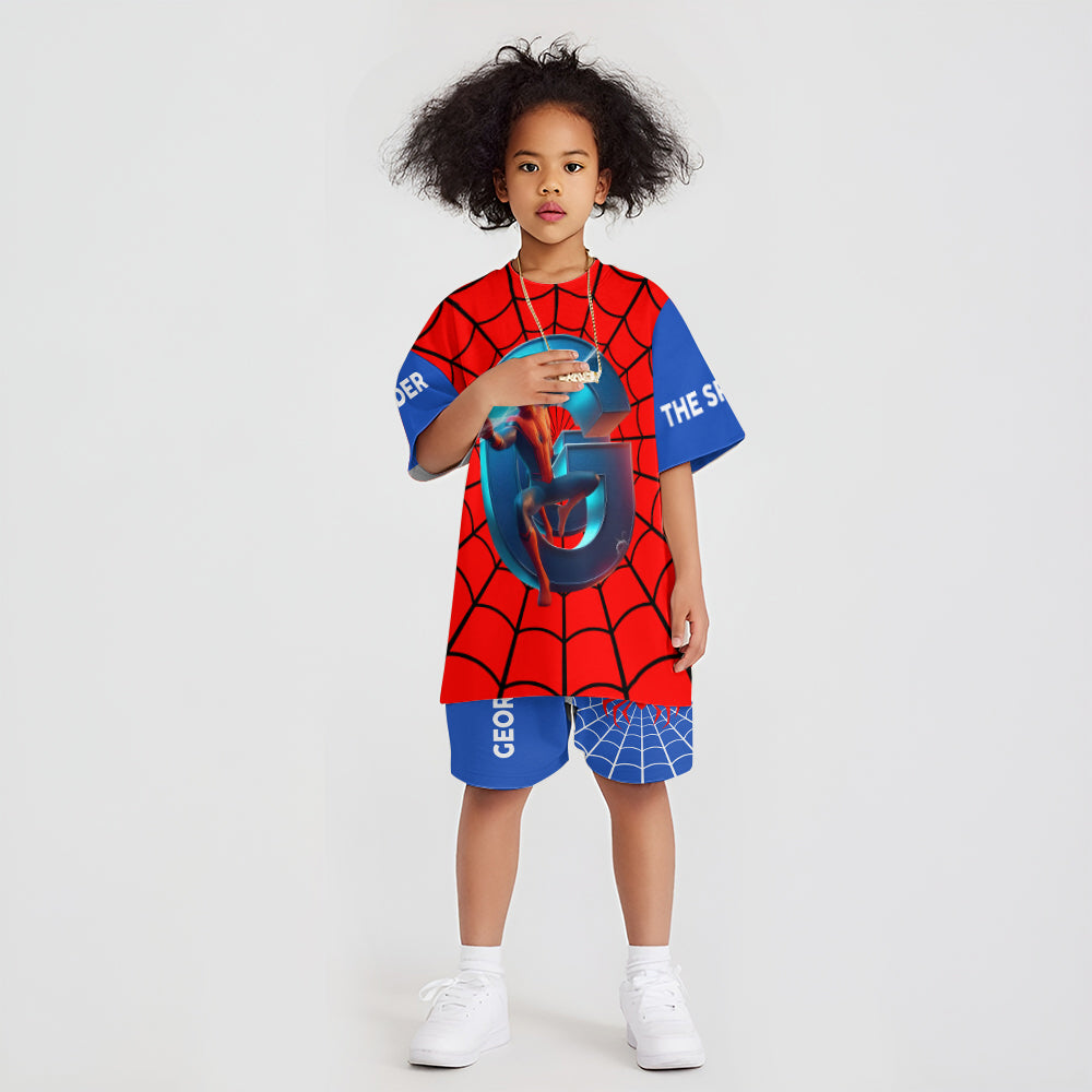Personalized Spider Alphabet Kids T-Shirt & Shorts Set Kid T-shirt & Shorts GradoCreations