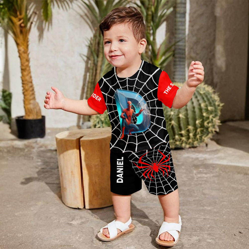Personalized Spider Alphabet Kids T-Shirt & Shorts Set Kid T-shirt & Shorts GradoCreations