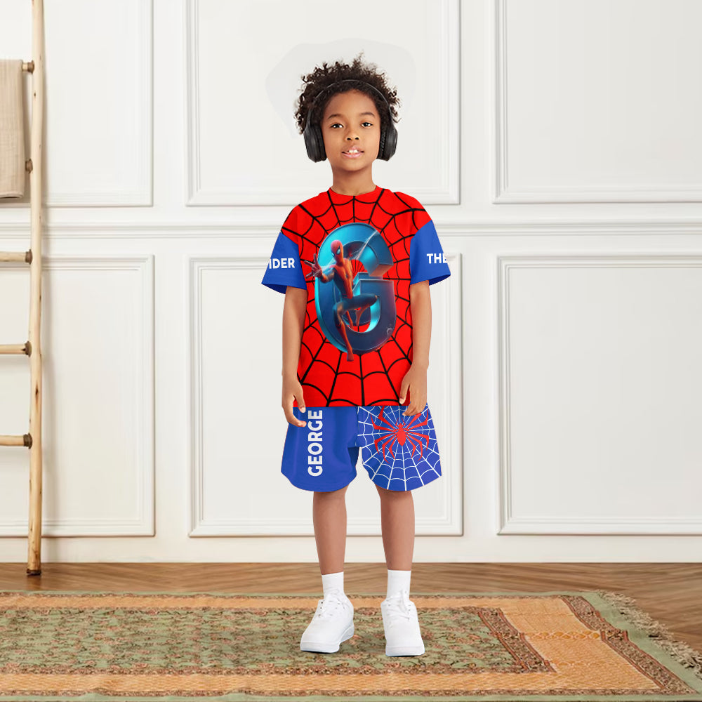 Personalized Spider Alphabet Kids T-Shirt & Shorts Set Kid T-shirt & Shorts GradoCreations