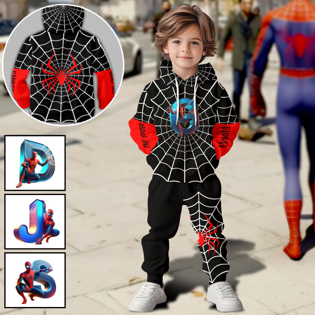 Personalized Spider Web Kids Hoodie & Jogger Pants Set Kid Hoodie & Kid Jogger Sweatpants GradoCreations