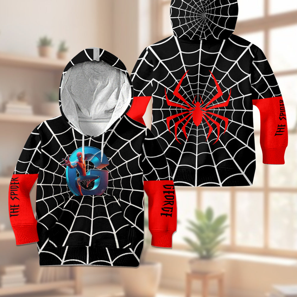 Personalized Spider Web Kids Hoodie & Jogger Pants Set Kid Hoodie & Kid Jogger Sweatpants GradoCreations