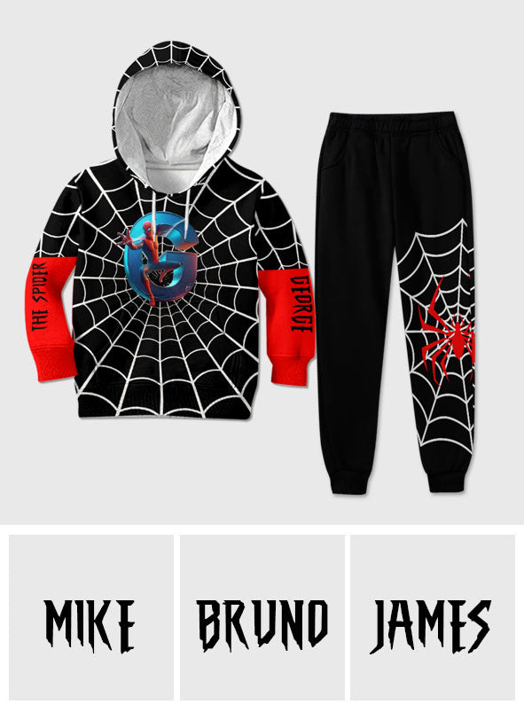 Personalized Spider Web Kids Hoodie & Jogger Pants Set Kid Hoodie & Kid Jogger Sweatpants GradoCreations