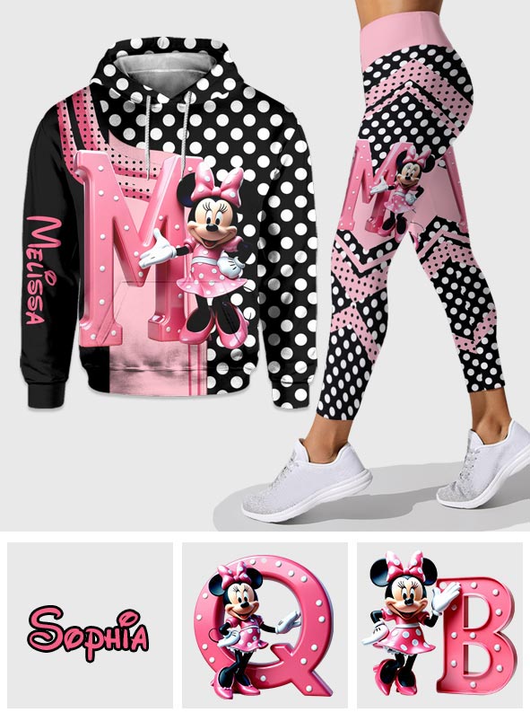 Personalized Pink Mouse Hoodie & Leggings Set for Girls Hoodie & Leggings GradoCreations