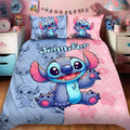 Personalized Stitch Quilt Set with Custom Name for Kids - Pink and Blue Quilt Set GradoCreations