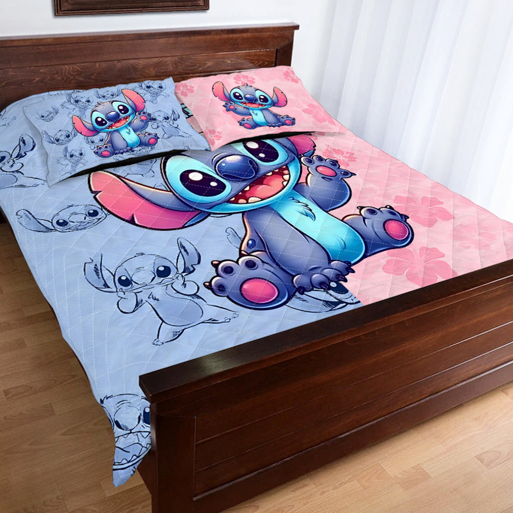 Personalized Stitch Quilt Set with Custom Name for Kids - Pink and Blue Quilt Set GradoCreations