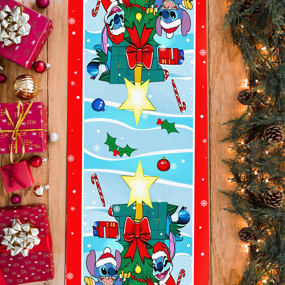 Personalized Christmas Table Runner with Family Name - Festive Holiday Decor Table Runner GradoCreations