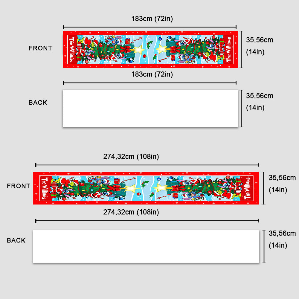 Personalized Christmas Table Runner with Family Name - Festive Holiday Decor Table Runner GradoCreations