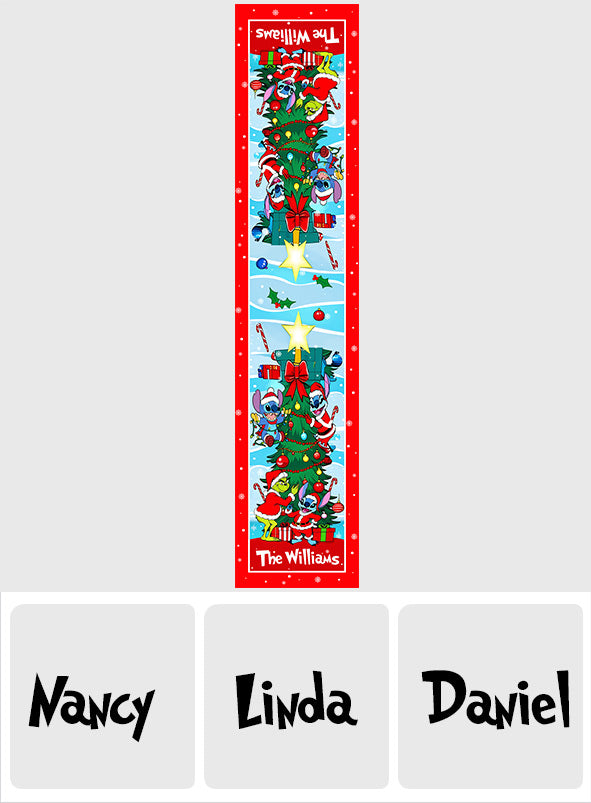 Personalized Christmas Table Runner with Family Name - Festive Holiday Decor Table Runner GradoCreations
