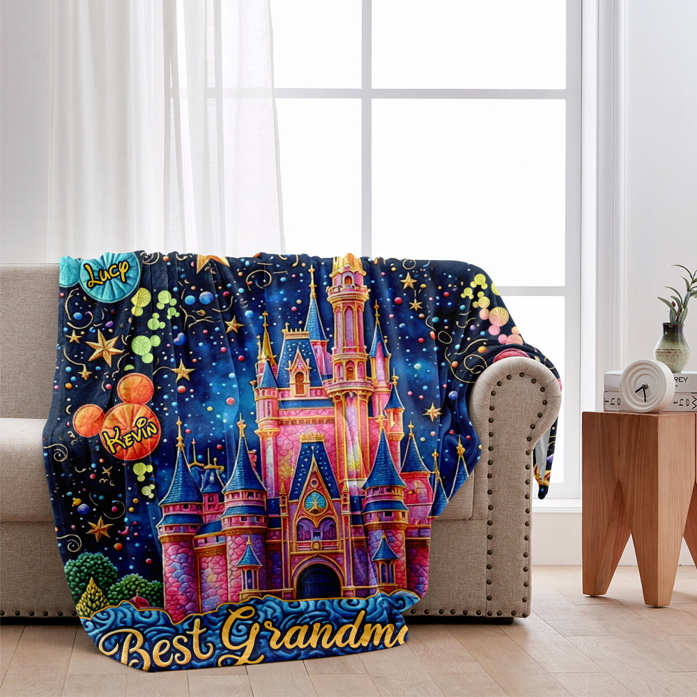 Personalized Blanket with Castles and Mouse Icons for Grandma Blanket GradoCreations