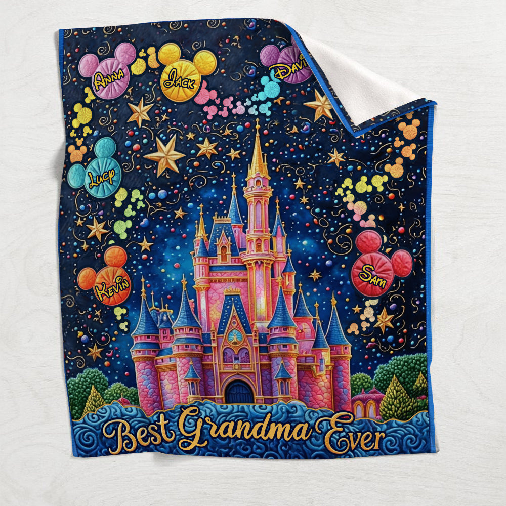 Personalized Blanket with Castles and Mouse Icons for Grandma Blanket GradoCreations