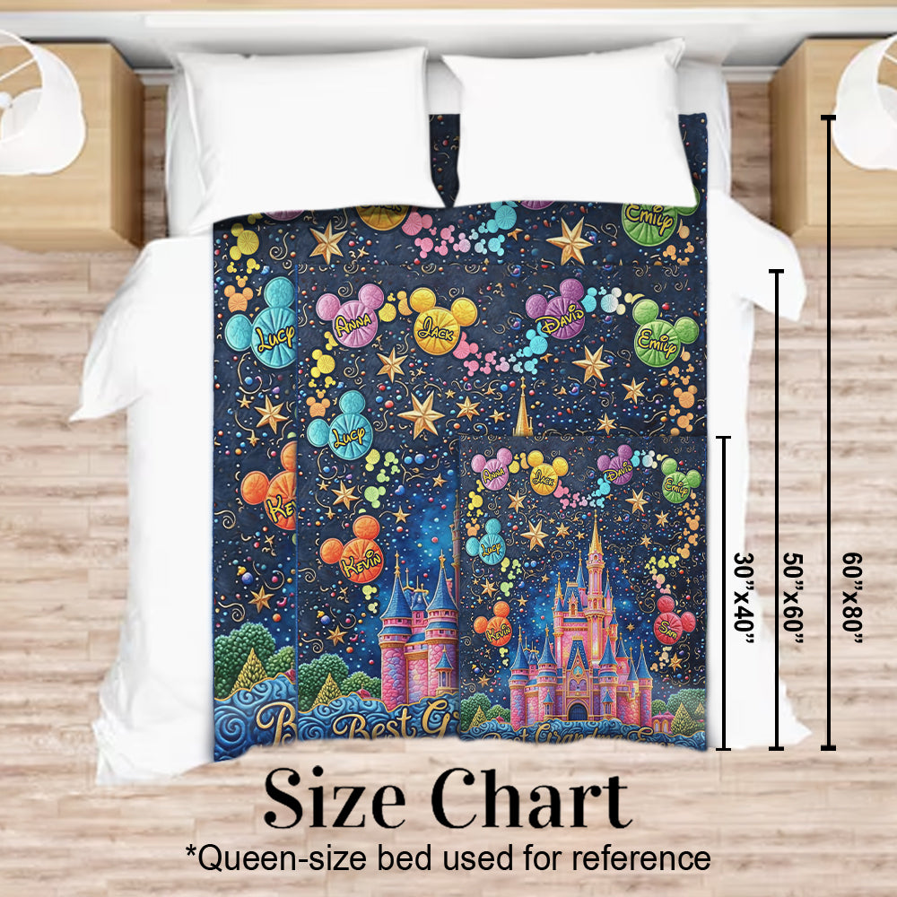 Personalized Blanket with Castles and Mouse Icons for Grandma Blanket GradoCreations