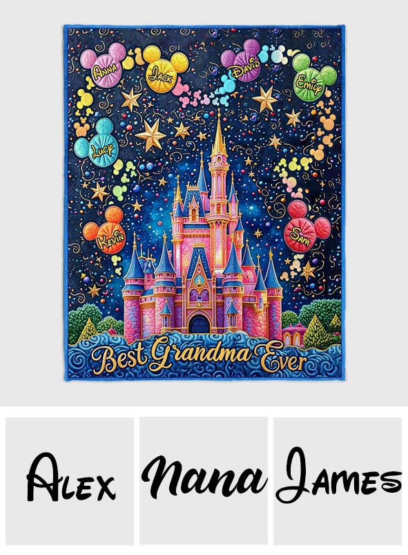 Personalized Blanket with Castles and Mouse Icons for Grandma Blanket GradoCreations