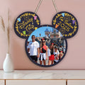 Custom Family Trip Mouse Shaped Wood Sign with Photo Wood Sign GradoCreations
