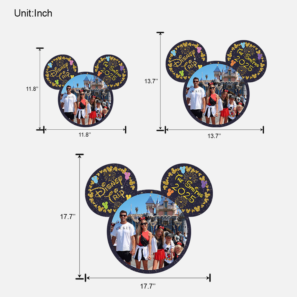 Custom Family Trip Mouse Shaped Wood Sign with Photo Wood Sign GradoCreations