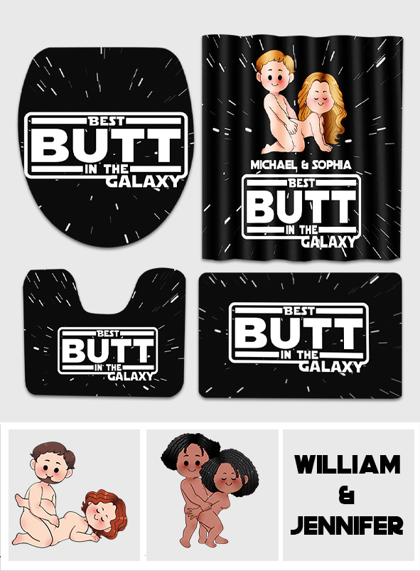 Personalized Bathroom Curtain & Mats Set Custom Name Gift for Couples Bathroom Curtain & Mats Set GradoCreations