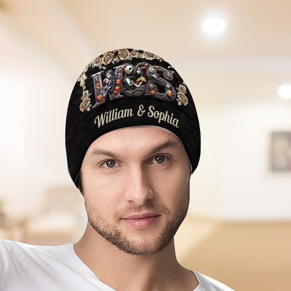 Personalized Nightmare Before Christmas Beanie Hat for Couples Gift Beanie Hat GradoCreations
