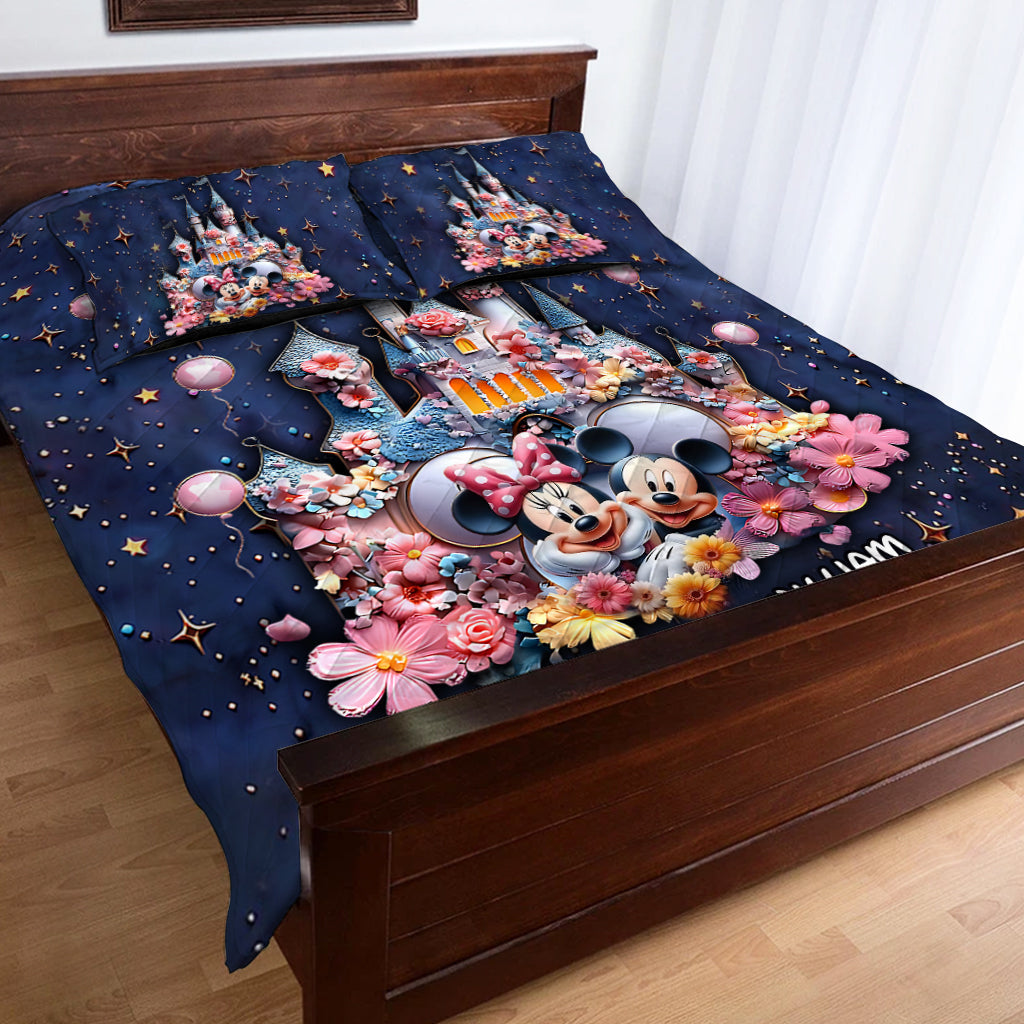 Personalized Kids Mouse Quilt Set with Name Custom Design Bedspread Quilt Set GradoCreations