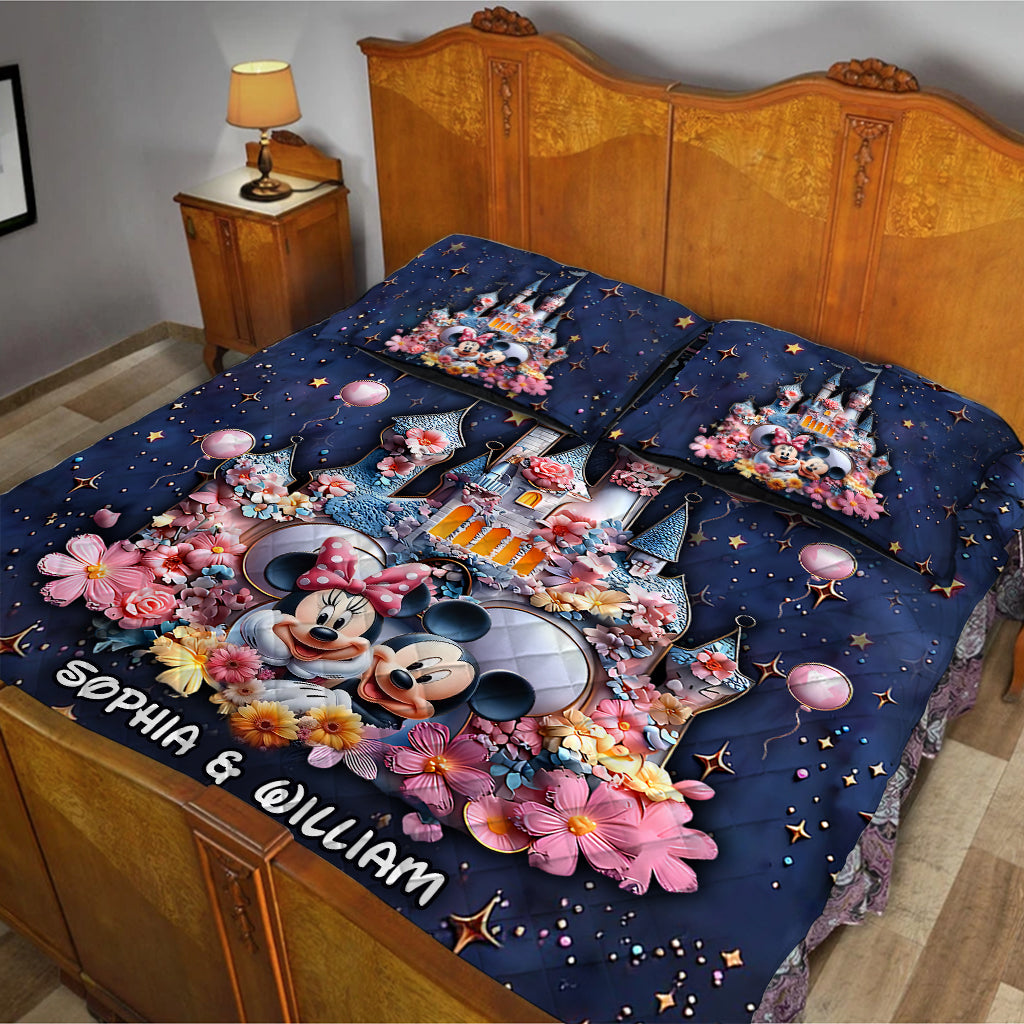Personalized Kids Mouse Quilt Set with Name Custom Design Bedspread Quilt Set GradoCreations