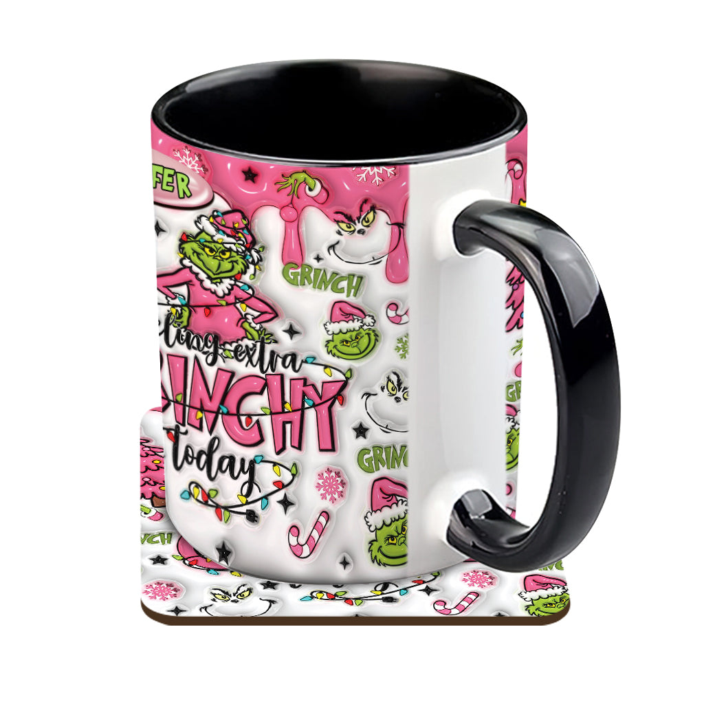 Personalized Grinch Accent Mug & Coaster Gift for Christmas Accent Mug GradoCreations