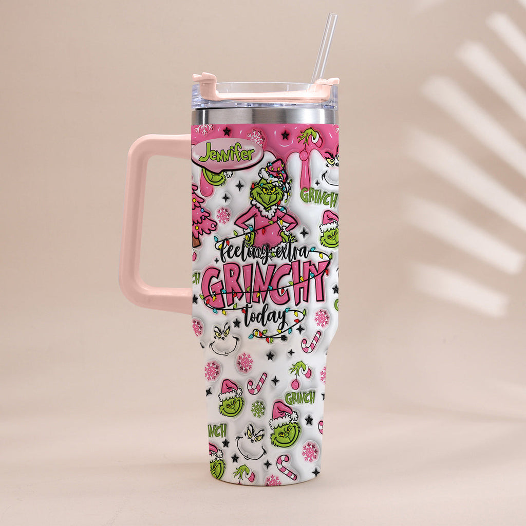Personalized Grinch Christmas Tumbler with Handle for Holiday Fun Tumbler With Handle GradoCreations