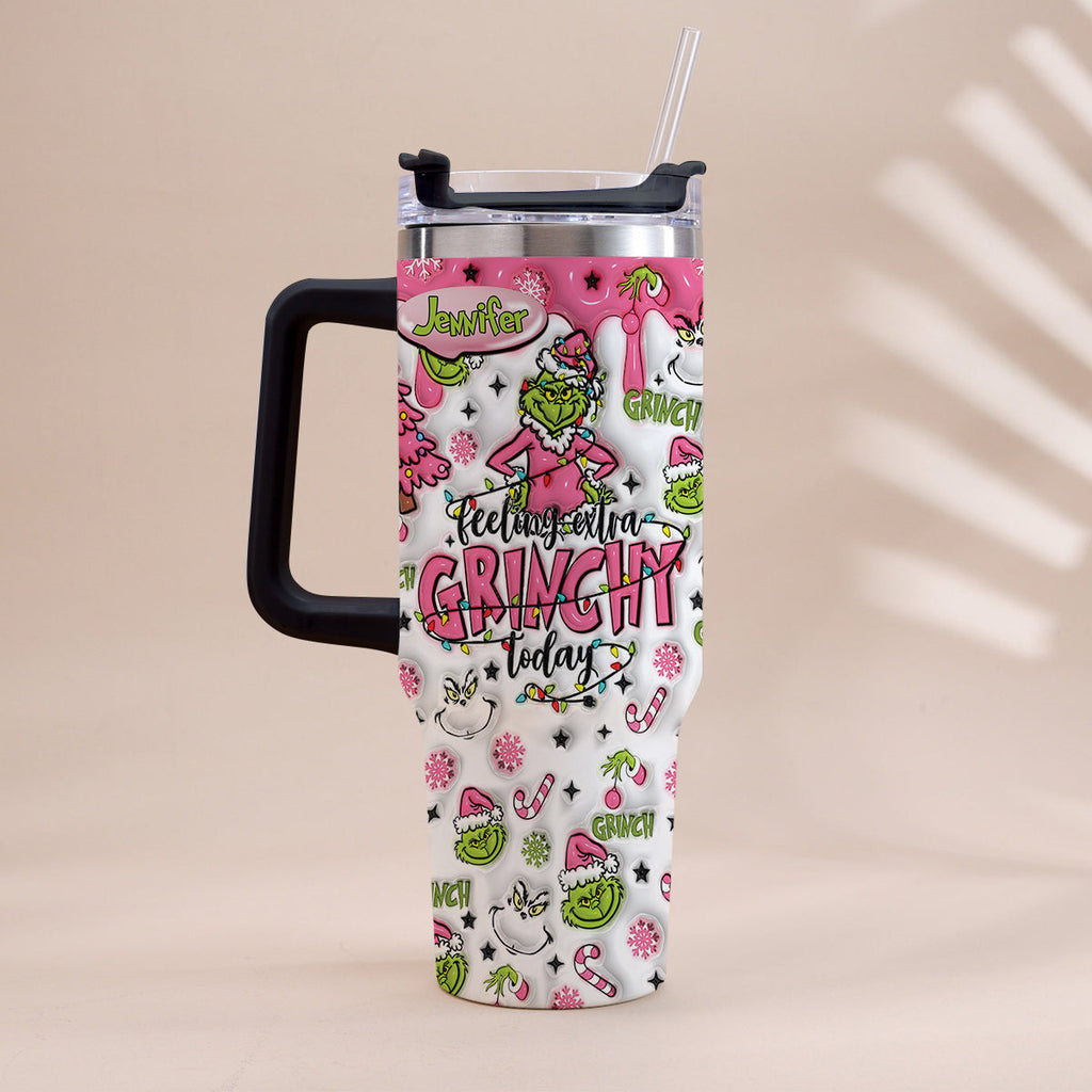 Personalized Grinch Christmas Tumbler with Handle for Holiday Fun Tumbler With Handle GradoCreations