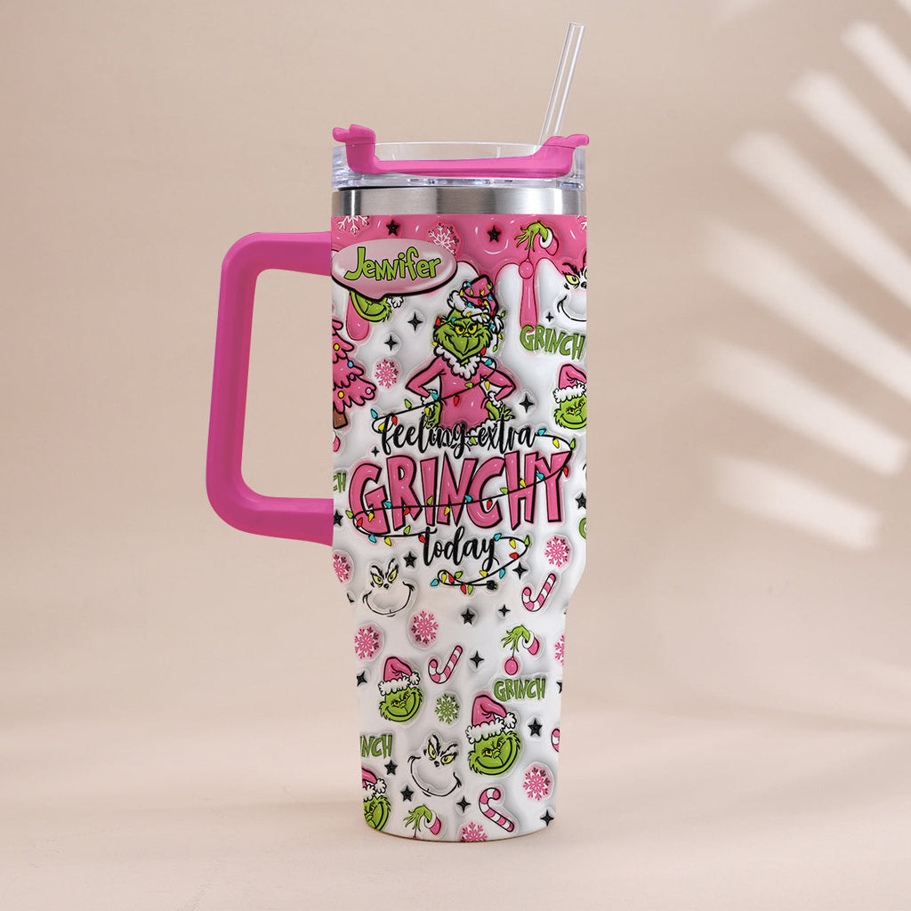 Personalized Grinch Christmas Tumbler with Handle for Holiday Fun Tumbler With Handle GradoCreations
