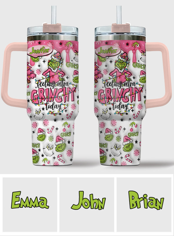 Personalized Grinch Christmas Tumbler with Handle for Holiday Fun Tumbler With Handle GradoCreations