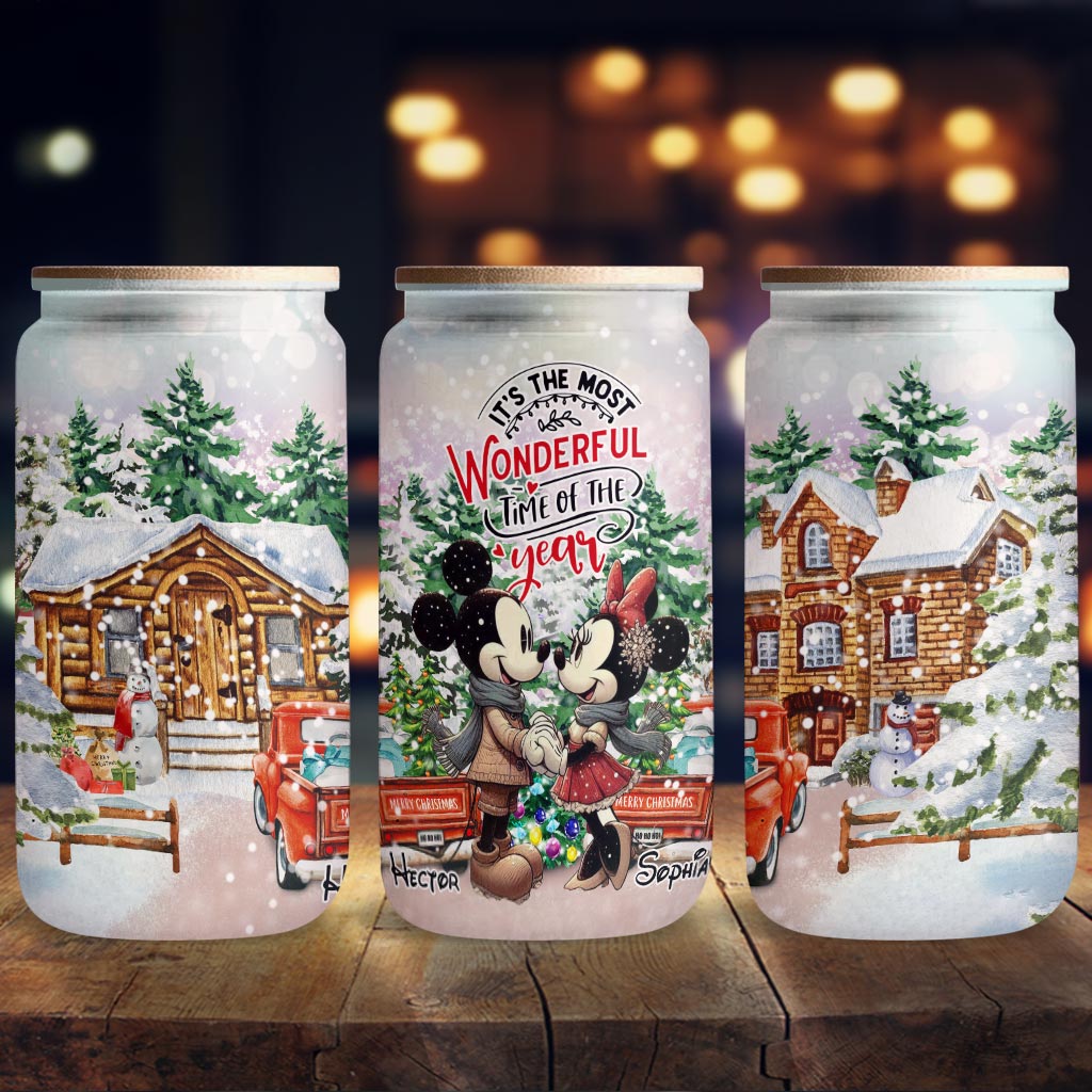 Personalized Christmas Can Glass with Straw and Lid Gift Can Glass GradoCreations