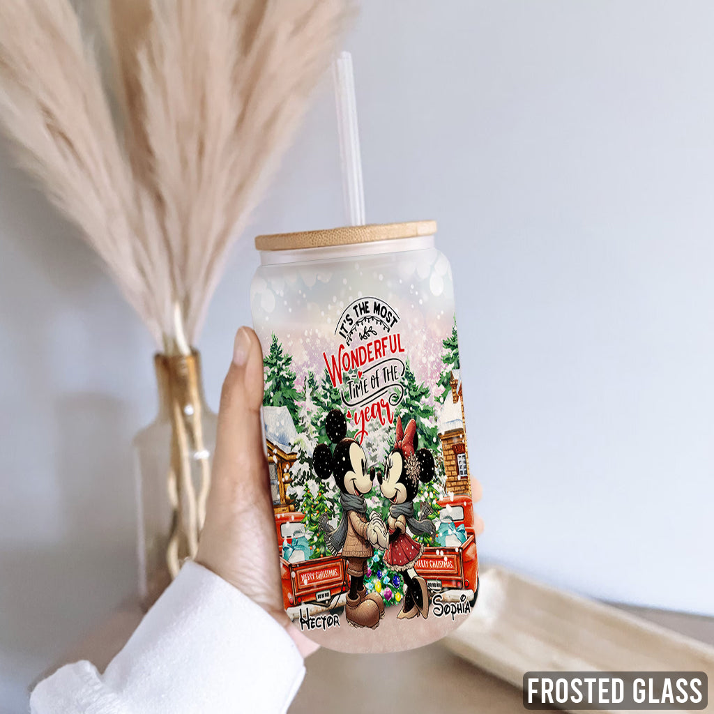 Personalized Christmas Can Glass with Straw and Lid Gift Can Glass GradoCreations