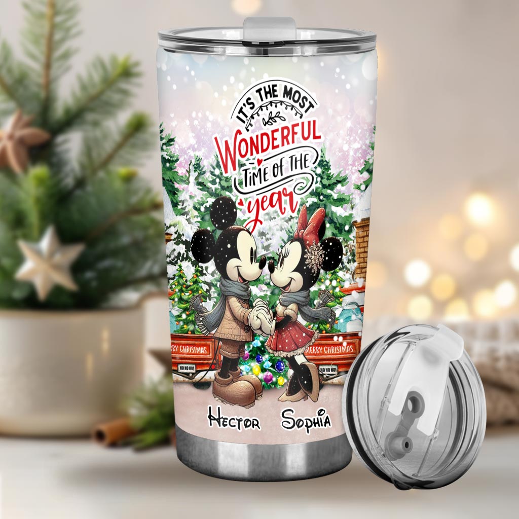 Personalized Holiday Mouse Tumbler with Names for Christmas Tumbler GradoCreations