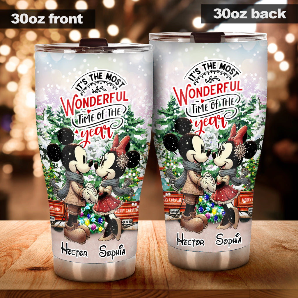 Personalized Holiday Mouse Tumbler with Names for Christmas Tumbler GradoCreations