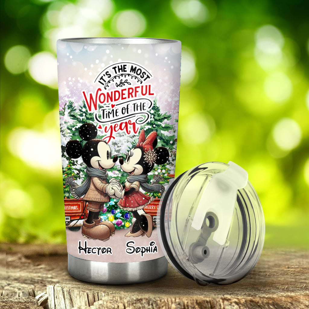 Personalized Holiday Mouse Tumbler with Names for Christmas Tumbler GradoCreations