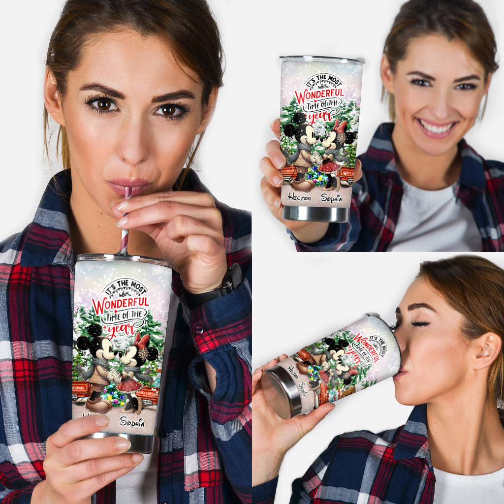 Personalized Holiday Mouse Tumbler with Names for Christmas Tumbler GradoCreations