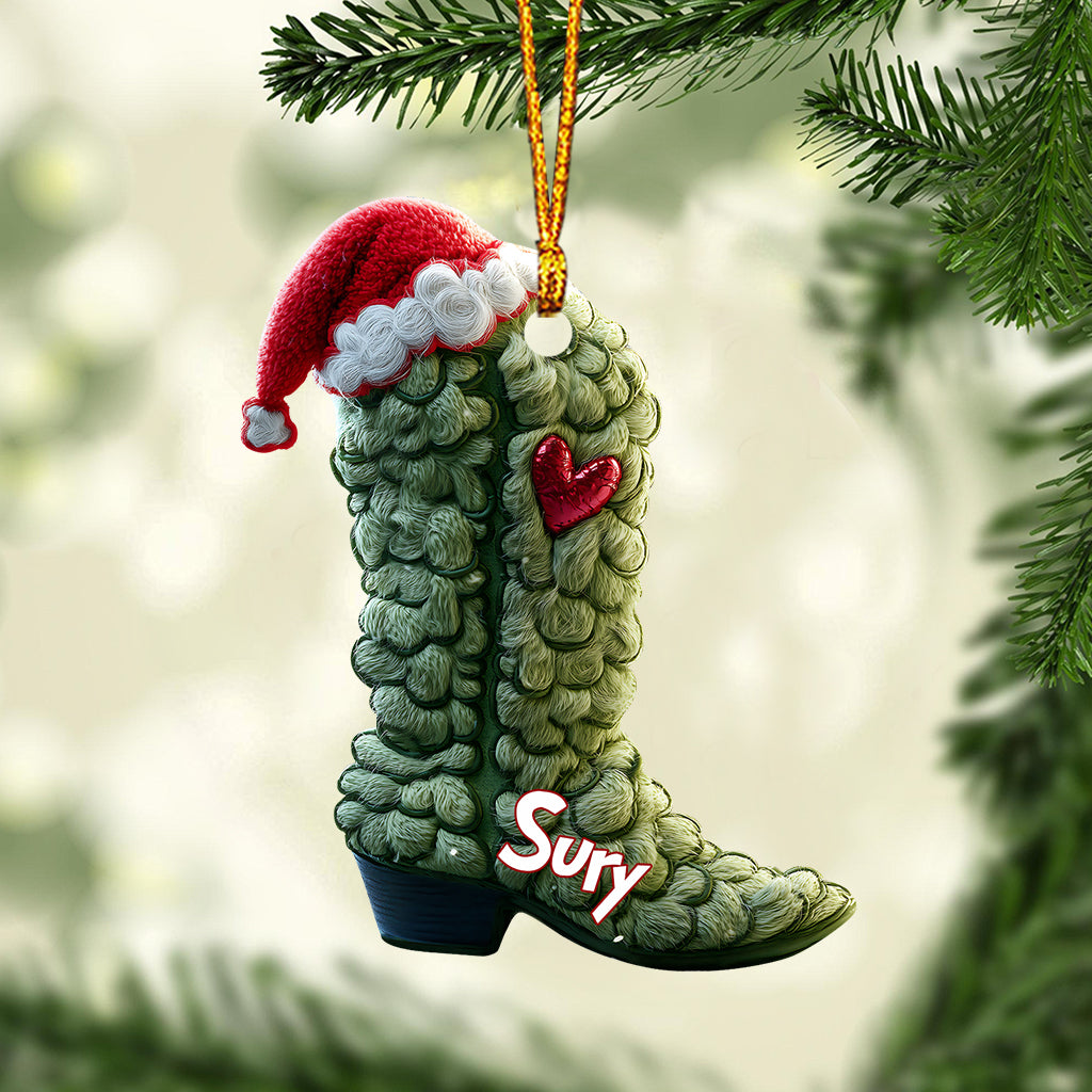 Personalized Grinchy Boots Christmas Ornament Gift Idea Ornament GradoCreations