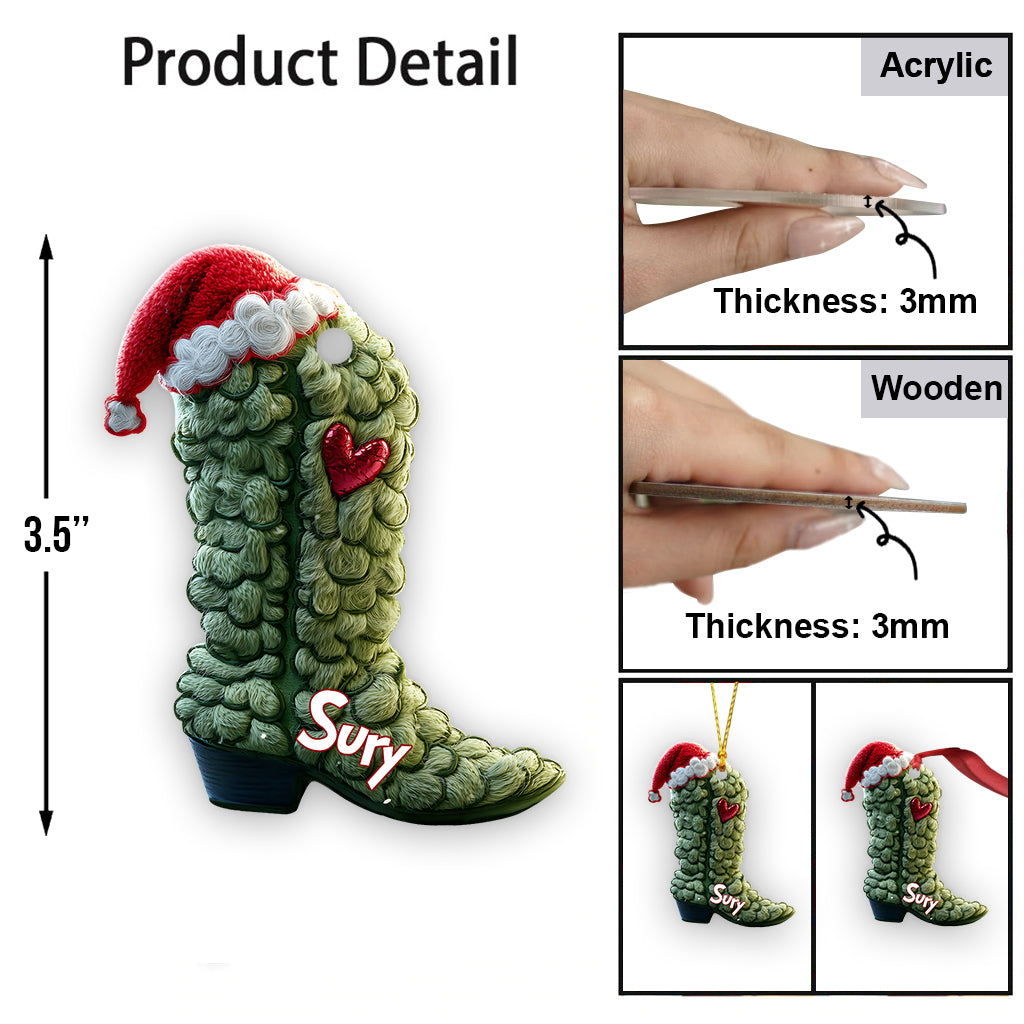 Personalized Grinchy Boots Christmas Ornament Gift Idea Ornament GradoCreations