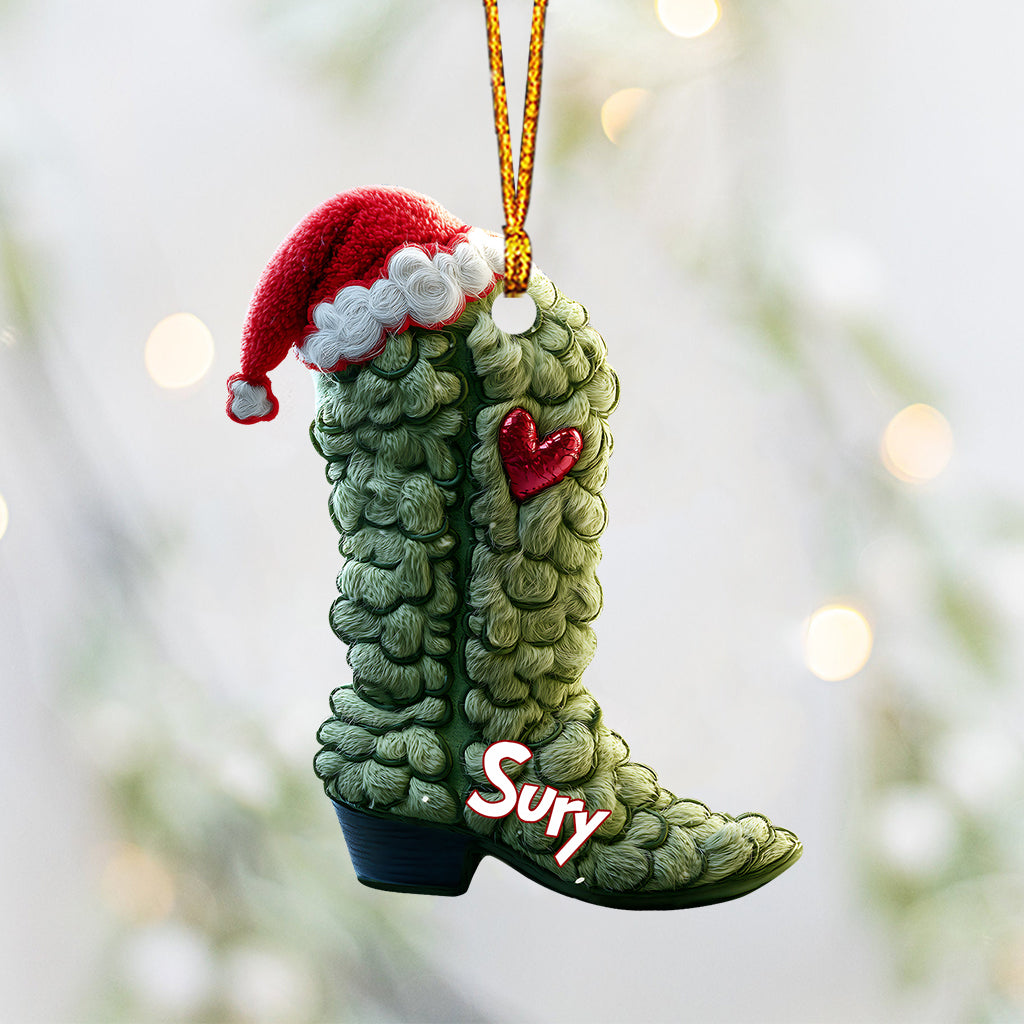 Personalized Grinchy Boots Christmas Ornament Gift Idea Ornament GradoCreations