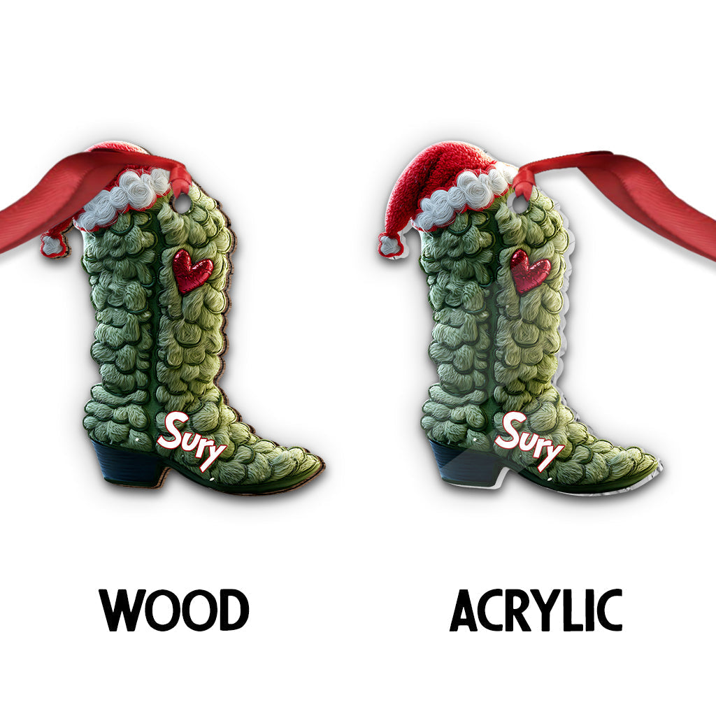 Personalized Grinchy Boots Christmas Ornament Gift Idea Ornament GradoCreations